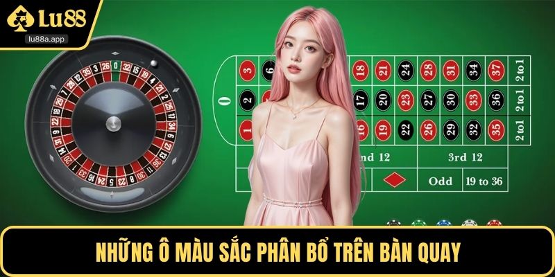 Những ô màu sắc phân bổ trên bàn quay